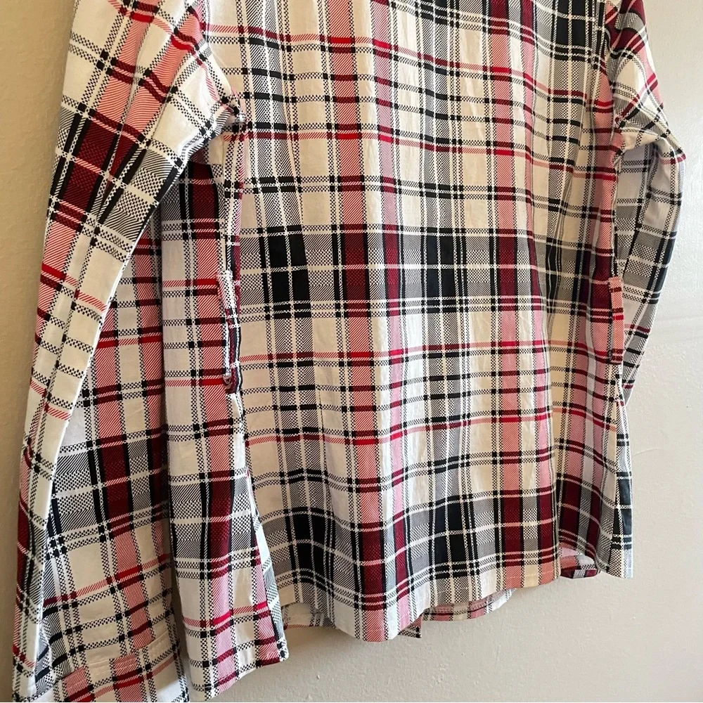 Vintage “K TEEN” White & Red Plaid Drawstring Collar Blouse –Size Large Like New - Picture 14 of 16
